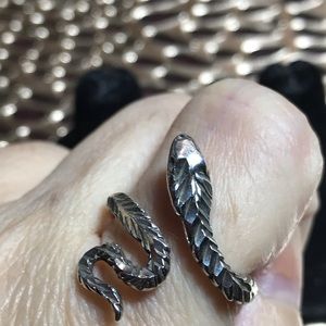 Sterling diamond cut snake bypass ring